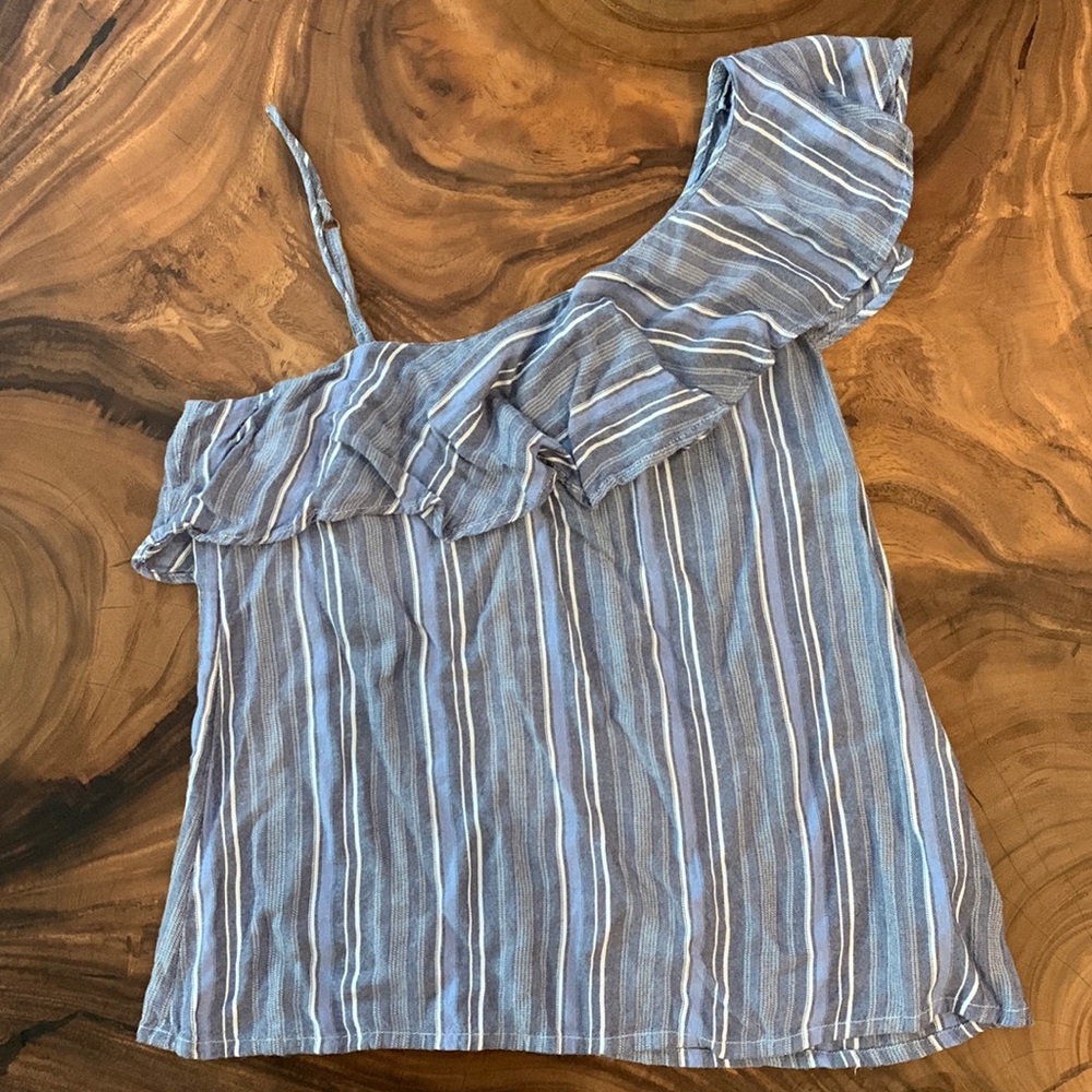 Hollister asymmetrical striped ruffle top